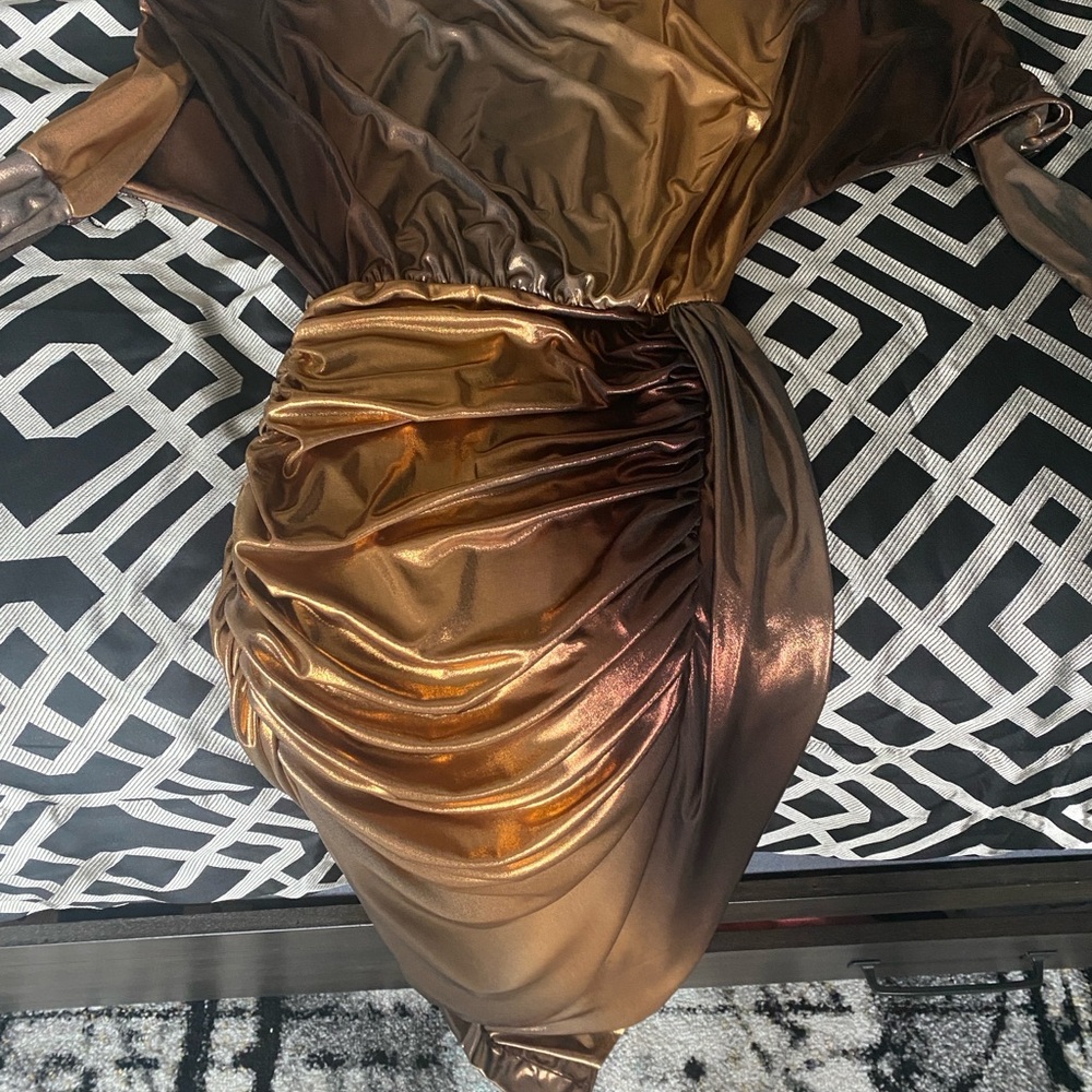 Elegant Metallic Dress in Bronze